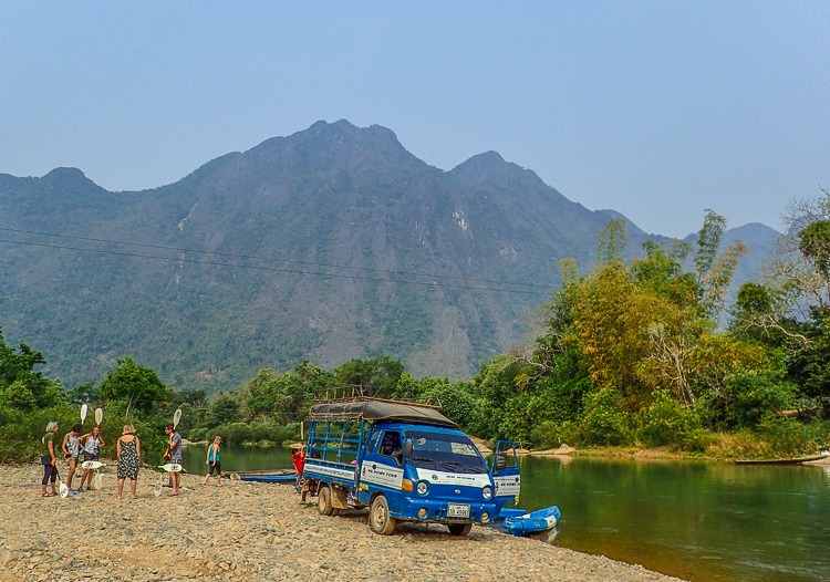 Getting Ready for Kayaking in Vang Vieng