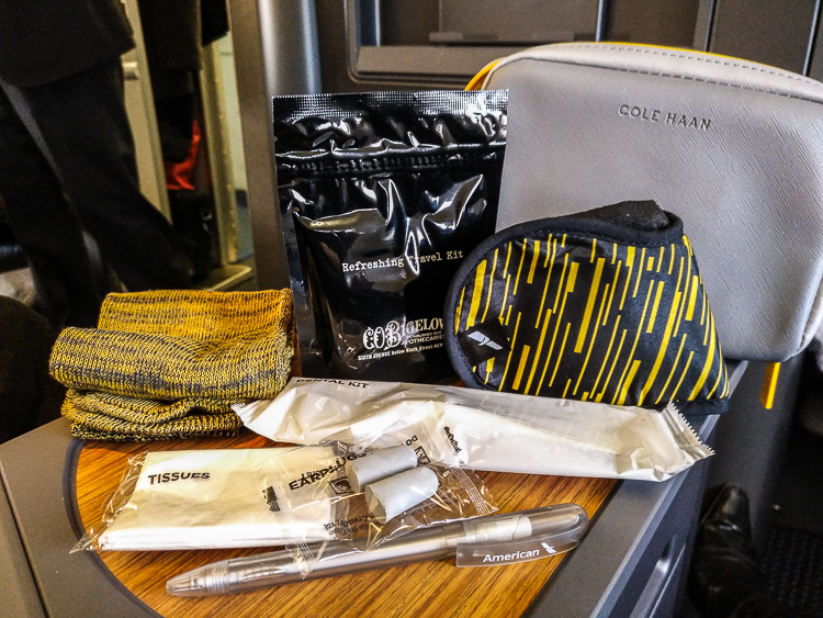 American airlines business class amenity kit