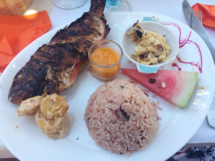 grilled snapper banana rice guadeloupe